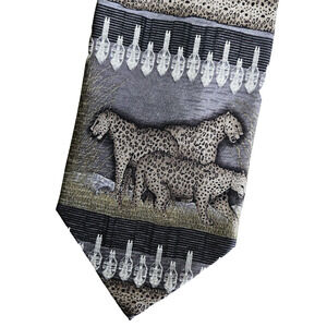 Vintage Animal Print Silk Tie Gray Leopard Cheetah Safari Jungle Aztec Tribal